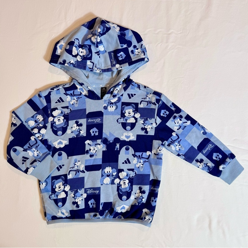 Adidas Disney Hooded Sweatshirt Boys 3T Mickey Mouse Goofy Donald Duck Running